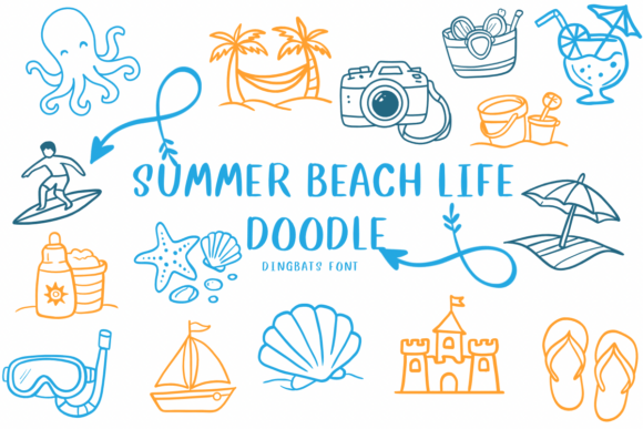 Summer Beach Life Doodle Font for Creative Crafting